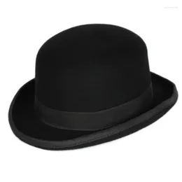 Berets High Quality Men And Ladies Blanks Round Top Small Brim Trilby Bowler Caps Fedora Hat Wholesale