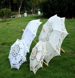 Vintage Cotton Lace Parasol BridalFlower Girls Handmade Embroidery Umbrella Sun Umbrella Elegant Wedding Party Decoration Umbrell7587319