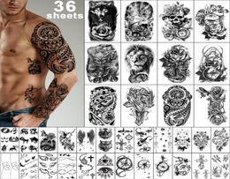 Metershine 36 Sheets Shoulder Waterproof Temporary Fake Tattoo Stickers of Unique Imagery or Totem for Men Women39533652007026