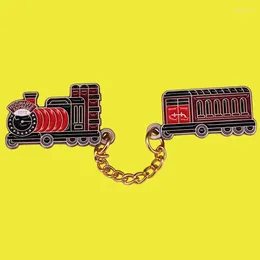 Brooches Vintage Magical Train WITH Chain Enamel Brooch Pin Denim Jacket Lapel Metal Pins Badges Exquisite Jewelry Accessories