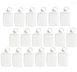 Keychains 100Pcs Po Keychain Rectangle Transparent Blank Acrylic Insert Picture Frame Keyring Key Holder DIY Split Ring4972632