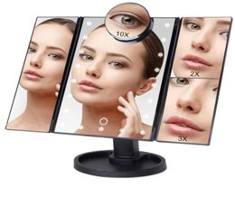 22 Lights LED Touch Sn Makeup Mirror Table Make up 1X2X3X/10X Magnifying Mirror Vanity magnifier sn 3 Folding led2472230