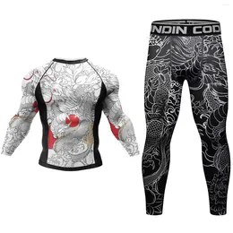 Men's Tracksuits Cody Set Customised Clothes Rash Guard Jiu Jitsu No Gi Shirt Spandex Pants MMA Uniform Workout UPF 50 Sunscreen Clothing