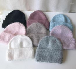 BeanieSkull Caps 2021 Highend Autumn And Winter Hat Female Angora Fur Knitted Warm Woollen Korean Version Wild Pure Color16881590