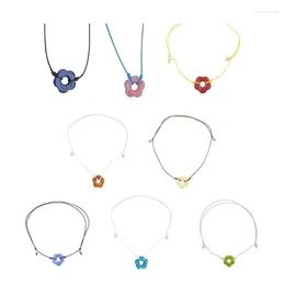 Pendant Necklaces Trend Niche Acrylic Flower Collarbone Chain Temperament Simple Neck Adjustable Drawing Rope Necklace