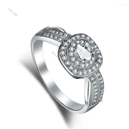 Cluster Rings Cross Border Product S925 Sterling Silver Ring For Women European And American Zircon Simulation Diamond Wedding
