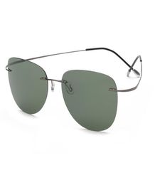 With case Polarized Titanium sunglasses Polaroid Brand Designer Rimless Gafas Men Sun glasses sunglasses for men1913774