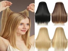 Synthetic Wigs AZIR No Clip Halo Hair Ombre Artificial Natural Fake False Long Short Straight Hairpiece Blonde For Women9912479