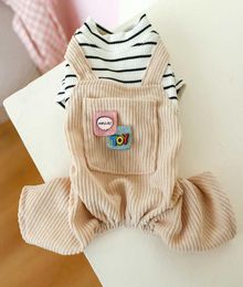 Dog Clothes Black white Striped Pocket Overalls Coat Fit Small Puppy Pet Cat All Season Soft Costume Cloth5693856