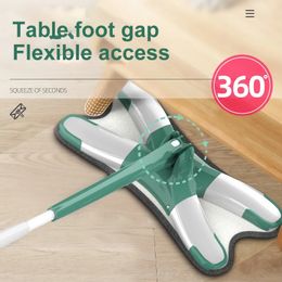 Xtype Flat Floor Mop with Replace Cloth Heads 360 Degree Squeeze Handfree Wash Household Lazy Home Cleaning Tool 240422