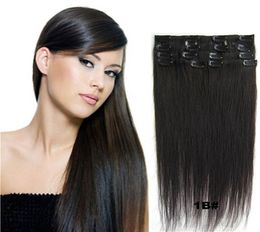 70g 100g 120g Silky Straight Remy Clip in on Human Hair Extensions Black Brown Blonde optional7396706