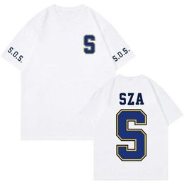 Men's T-Shirts 2024 SZA S Jersey SOS Merch T-shirt Womens Top Cotton Short sleeved Boys and Girls T-shirt Y2K T-shirtL2403