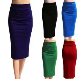 Skirts 2024 Women Slim Knee Length High Waist Stretch Sexy Pencil Skirt Mini Bodycon Office