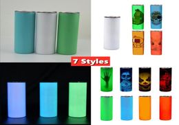 Sublimation Straight Tumbler 20oz Glow in the dark Blank Skinny Tumblers with Luminous paint Vacuum Insulated Heat Transfer Car Mu9142916