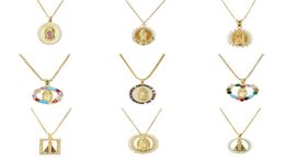 Virgin Mary Pendant Necklace Gold Bijoux Crystal Necklace Women Fashion Pendant Catholic Jewelry7349931