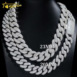 Hot Selling 925 Solid Silver 20mm 23mm Heavy Cuban Chain Custom Hip Hop Iced Out Jewelry Vvs1 Moissanite Cuban Link Chain