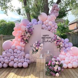 Netting 109pcs Aron Pink Purple Double Stuffed Balloons Garland Arch Kit for Birthday Baby Shower Wedding Princess Party Decorations