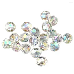 Keychains 500x Transparent AB Colour Round Faceted Acrylic Crystal Spacer Beads 6x6mm Dia - Jewellery Making Findings DIY