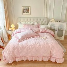 Bedding Sets Four Seasons All Cotton 4PC Solid Princess Style Girl Heart Quilt Cover Sheet Pure Supplies