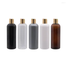 Storage Bottles 15pcs 300ml 500ml Empty Round Plastic Bottle Container Gold Press Cap Shampoo Washing Cleaning Packaging Aluminium Disc Top