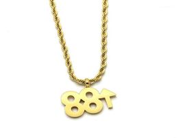Chains Stainless Steel Hip Hop Gold 88 Rising Rich Brian Pendant Necklace Street Dance Gift For Him With Rope Chain8635225