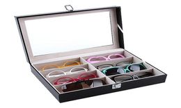 Eyeglass Sunglasses Storage Box With Window Imitation Leather Glasses Display Case Storage Organizer Collector 8 Slot sunglasses s9951296