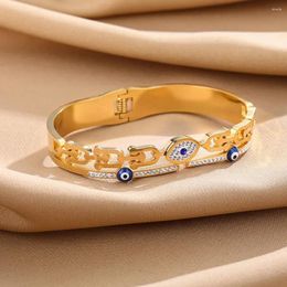 Bangle Stainles Steel Devil's Eye Zircon Bracelets Female Simple Trendy Gold Silver Luxury Personalized For Women Gift