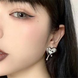 Stud Earrings Creative Design One Arrow Pierced Heart-shaped Punk Silver Colour Nightclub Women's Jewellery