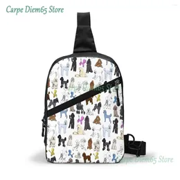 Backpack Sling Bag Poodles White Chest Package Crossbody For Cycling Travel Hiking