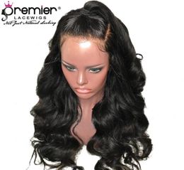 Premier Glueless Spitze vordere Perücken brasilianischer Remy menschliches Haar vorgepresst natürlicher Haaransatzwelle 130 Dichte Spitzenperücke für Americ435790100