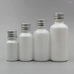 Storage Bottles Mini 20ml Bottle Dropper Pearl White Skincare With Aluminium Cao And Inner Stopper