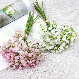 Decorative Flowers 10 Pcs 32cm Gypsophila Hand Soft Rubber Feel Artificial Bouquet Wedding Home Decoration Plastic Simulation Fake Flower