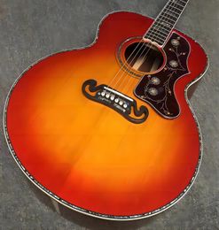 2022 새로운 기타, 솔리드 스프루스 탑, KOA+ 메이플 백 및 측면, 진정한 전복 쉘 바인딩, 고품질 어쿠스틱 기타