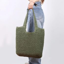 Shoulder Bags Straw Woven Bag Summer Ladies Large Capacity Paper Rope Handmade Fashion Simple Casual Tote Purses