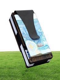 Natural Wooden Credit Card Holder RFID Blocking Money Clip Minimalist Aluminium Front Pocket Wallet Credit Card Business ID Holder8685302