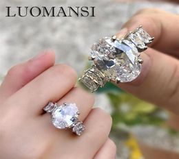 Luomansi Silver Jewelry Rings S925 Luxury Large Oval Diamond Engagement Ring Super Fash For Women Cluster252S6884249