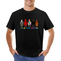 Men's Polos It_s Ok To Be Different Cute Chickens Autism Awareness T-shirt Tops Summer Clothes T-shirts For Men Cotton