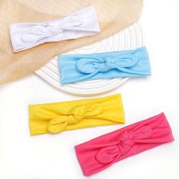 Hair Accessories 2024 New Baby Nylon Headband Soft Rabbit Bowknot Turban Hair Bands for Children Girls Elastic Headwrap Hair Accessories