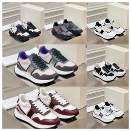 2024 top Luxury Designer Multi material patchwork cowhide Colours men women thick soled lace up black white sports fashionable versatile casual shoes