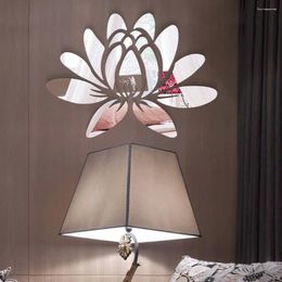 Wall Stickers Sticker Acrylic Mirror Lotus Living Room Home Background Door Decor Supply