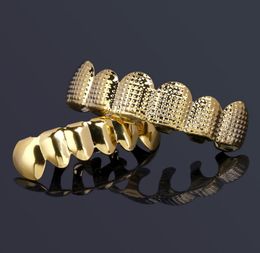 Hip Hop Teeth Grills Dental Gold Silver Plated Bump Lattice Texture 6 Top Bottom Faux Dental Tooth Braces Grills Rapper Body Jew4225830