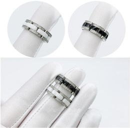 Europe America Fashion Style Men Lady Women Titanium Steel Engraved Letter Single Row Ceramic Setting Diamond Lovers Narrow Rings 6613873