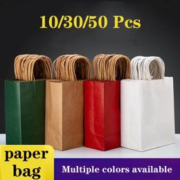 103050pcs Holiday Party Gift Bag Paper Bag with Handle Jewellery Shopping Bags Valentines Day Wedding Gift Coloured Paper Bags 240426