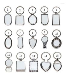 Keychains 15 Shapes Sublimation Transfer Paper Blanks DIY Metal Round Key Rings Heat Press Po Custom Jewellery Making Smal229305265