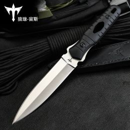 Knives Barbecue Small Straight Knife Fruit Knife Portable Outdoor Survival Knife Black Handle Camping Hunting Hike Collection Gifts
