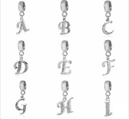 Letter Charms for European Bracelets Necklace Authentic 925 Sterling Silver AZ Pendant Beads DIY Alphabet Accessories Fit Making 6361587