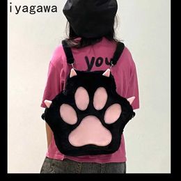 Backpacks Miyagawa Fashion Dog Claw Original Plush Backpack Subculture Y2k Cute Cat Claw Sweet Cool Japanese BackpackL2405