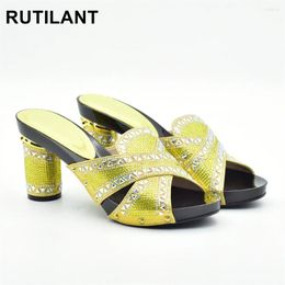 Dress Shoes Latest Italian Style Lady High Heel Women Pumps Decorated With Rhinestone Wedding Bride Nigerian Party