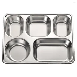 Dinnerware Sets Compartment Plate Divided Tray Lunch Trays For Serving Camping Stainless Steel Rectangular Student