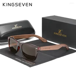 Sunglasses KINGSEVEN Brand Walnut Wood Polarised Men's Glasses Handmade Gifts UV400 Eye Protection Retro Driving Eyewear